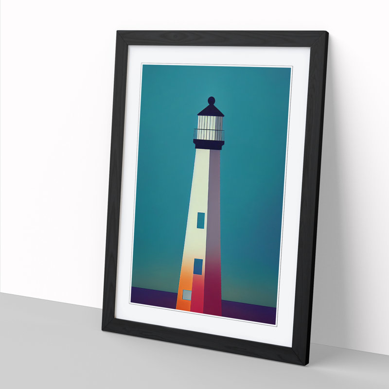 Lighthouse Minimalism Vol.2 - Picture Frame Print, 34cm H x 25cm W x 2cm D, Oak