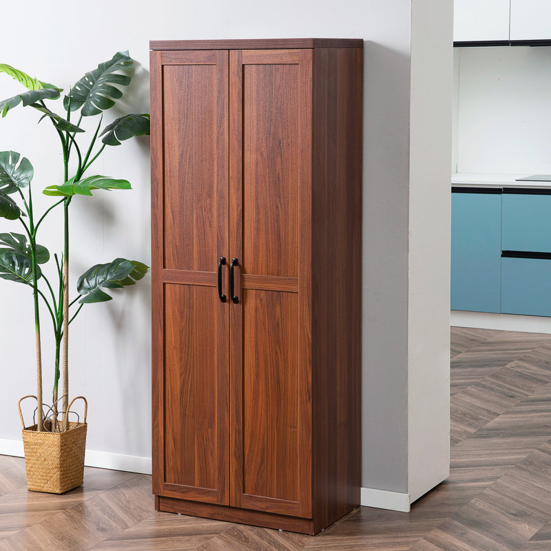 Armoire de cuisine 63 "à 2 portes avec 5 tablettes et 2 tablettes réglables, brun pour un espace soigné, armoire personnalisable