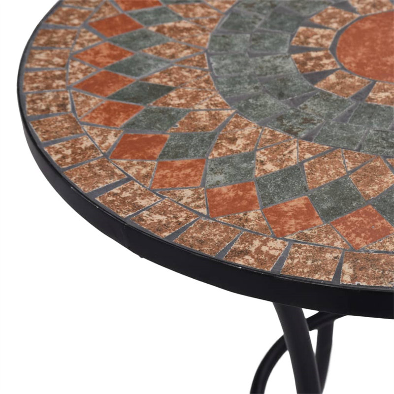 Mosaic Bistro Table Orange/Grey 60Cm Ceramic