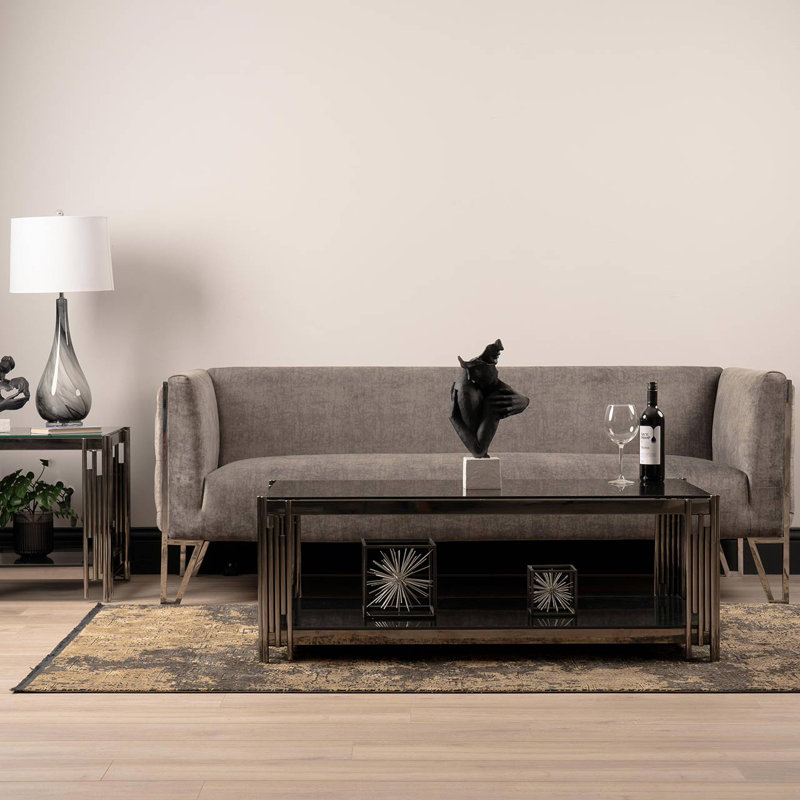 Drye Coffee Table with Storage, Black, Black