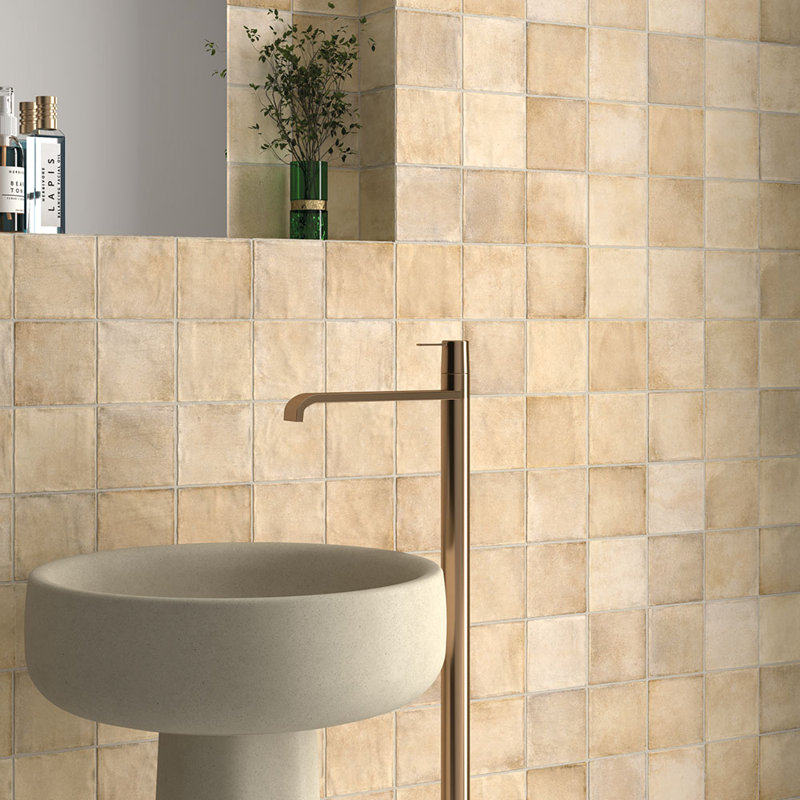 Riad 4X4 Ceramic Wall Tile, Beige