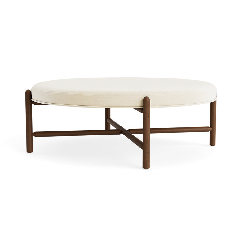 Vane 48" Round Ottoman, Cream, Walnut