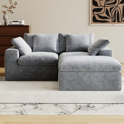 Gray 3 - Seats Sleeper Compressed Modular Sectional , For Living Room, Comfy Couch With , Modern Minimalist Style High Density Sponge Using 33d