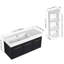 Armoire de salle de bain combinée avec meuble-lavabo de 48 pouces, lavabo en résine épaisse, support de rangement séparé et armoire principale en châtaignier noir, finition grattée, givré