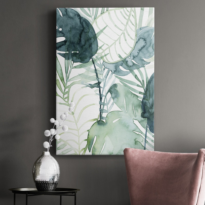 Palmier II - peinture sur toile tendue, H 18 po x l 12 po x P 1 po