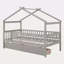 Lit simple en bois avec deux tiroirs-498944806