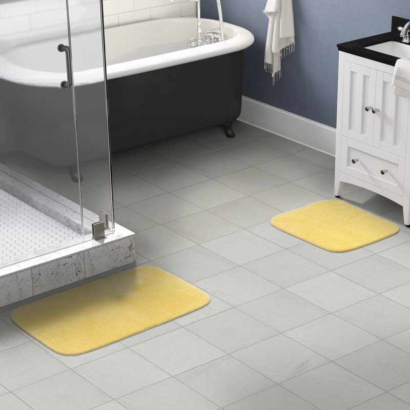 Ensemble de tapis de bain en nylon 2 pièces avec envers antidérapant Mccluney, Jaune