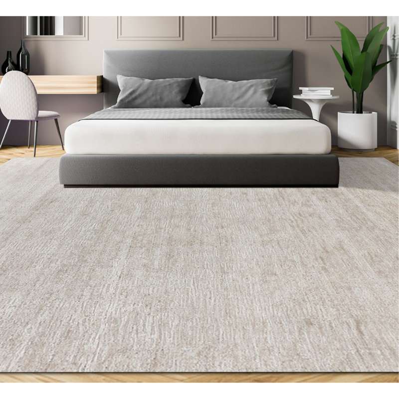 Hand Knotted Area Rug in Beige, Rectangle 8' x 10'