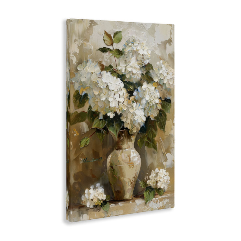  Art mural rétro sur toile d'hortensias blancs par LSR Design Studio, H 30 po x l 20 po