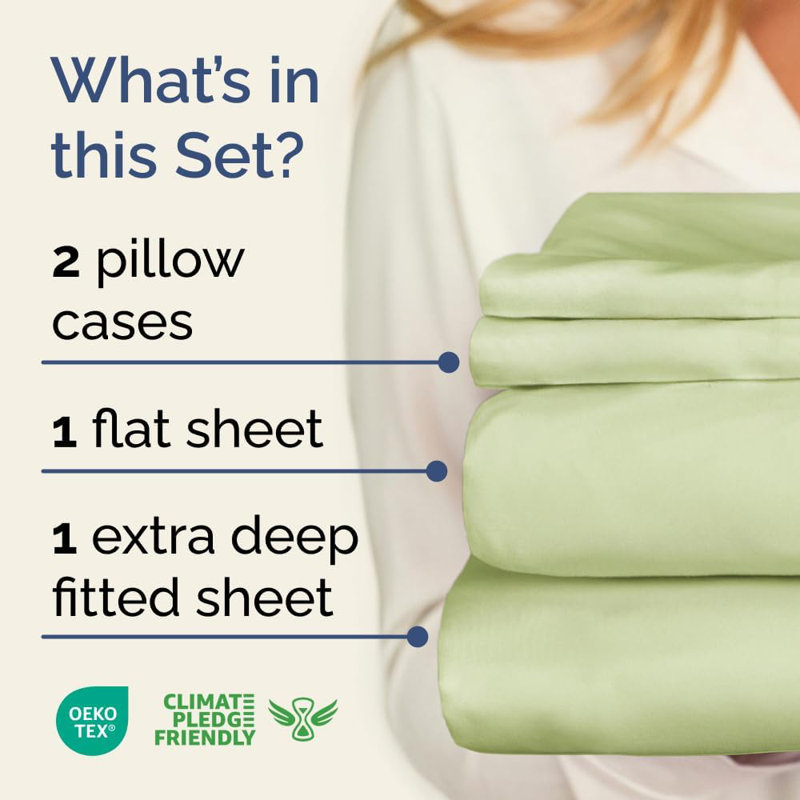 Extra Deep Pocket Sheet Set, Cooling & Breathable Bed Sheets, Soft Hotel Luxury Bedding, Fits 18–24 Inch Mattress