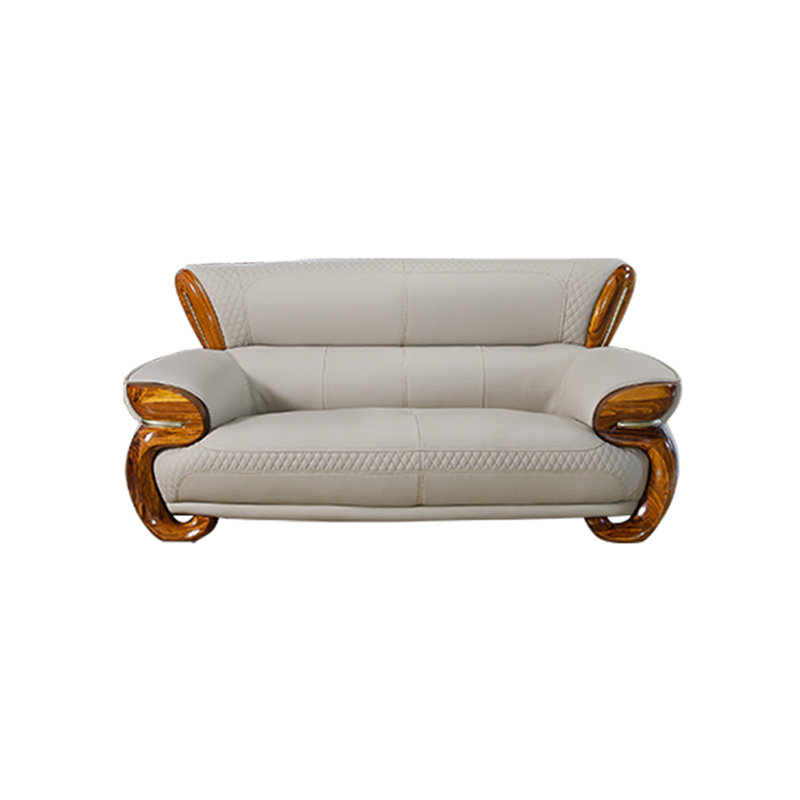 Causeuse en cuir véritable européen de luxe moderne en bois massif de 72,8 po