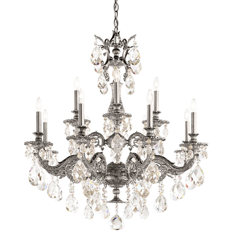 Milano 12 - Light Chandelier, French Gold, Clear Crystals from Swarovski