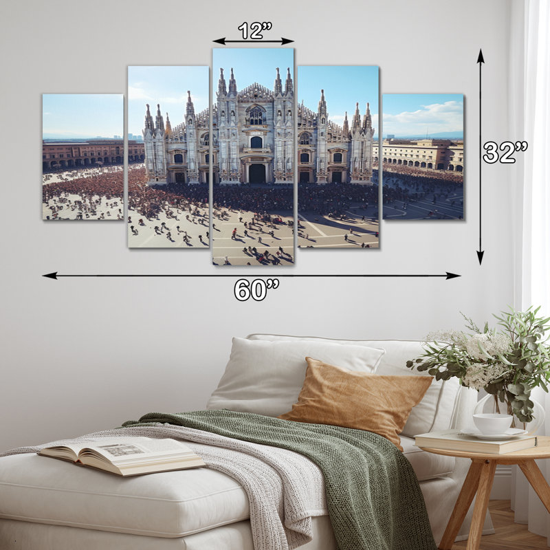 Italie, cathédrale de Milan, Duomo, art mural sur toile, Italie, 5 panneaux