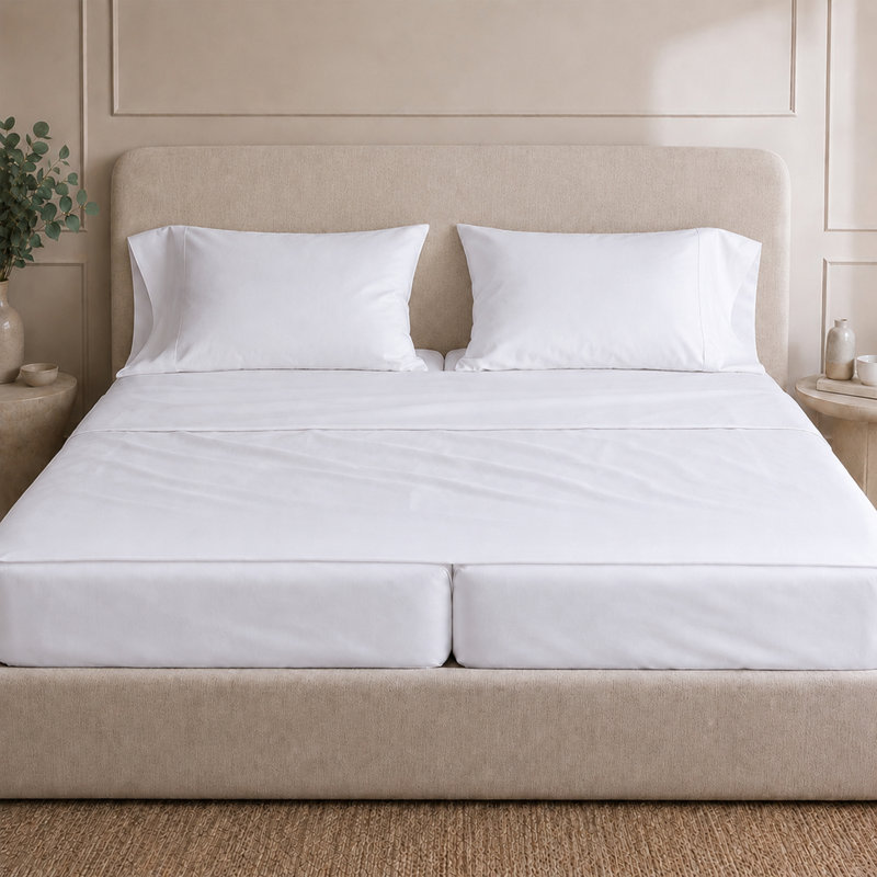 Ensemble de draps en satin de bambou Parker , King Sheet Set + 2 Pillowcases, Blanc