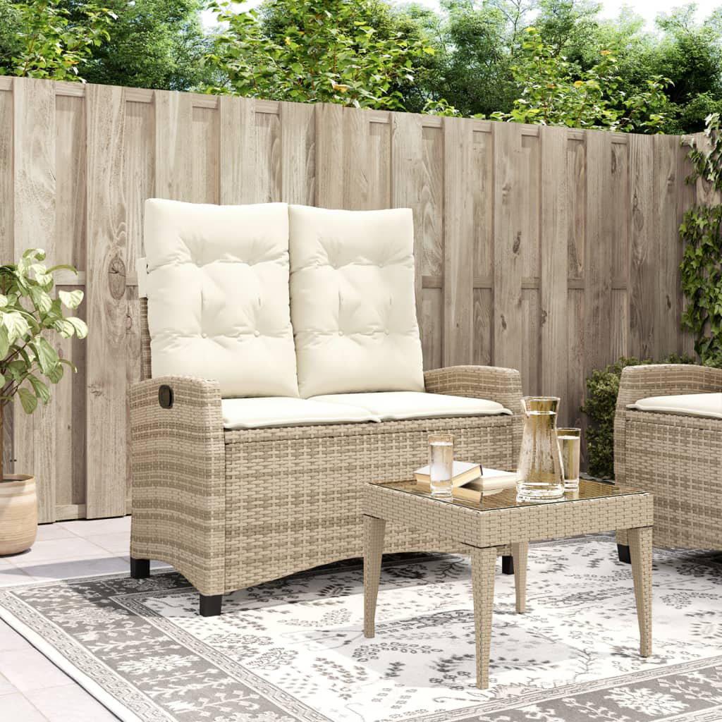 Vidaxl Gartenbank Verstellbar Mit Kissen Beige Poly Rattan