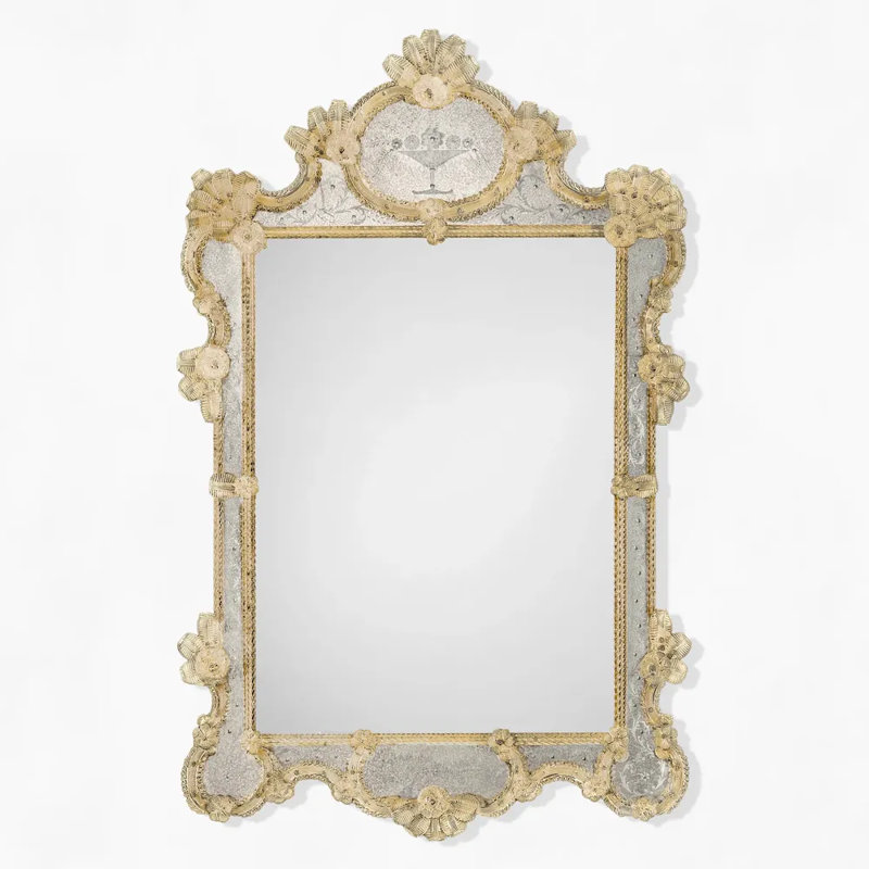 Louis Glass Wall Mirror, 48" x 31", Antique Gold