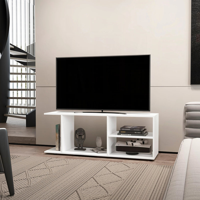 Tubac TV Rack in Melamine With Open Storage, White