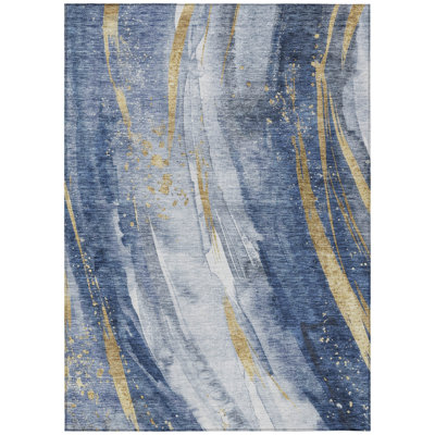 Braeon Blue Washable Indoor-Outdoor Rug - 
