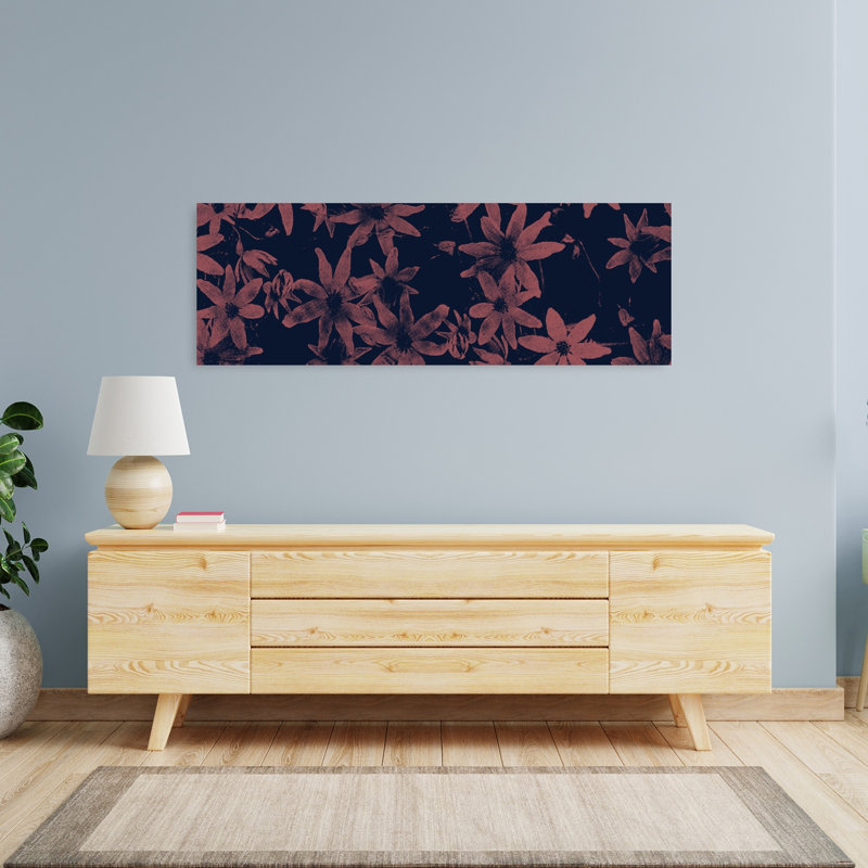 Art mural contemporain abstrait fleur de terre cuite sombre, H 48 po x l 16 po