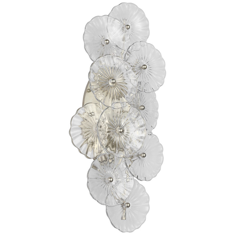 Julie Neill Gianna 21" Layered Sconce with Clear Glass, Clear, Burnished Silver Leaf