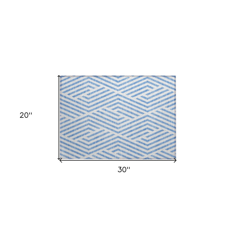 Tapis extérieur lavable antidérapant bleu et ivoire 2 pi x 3 pi