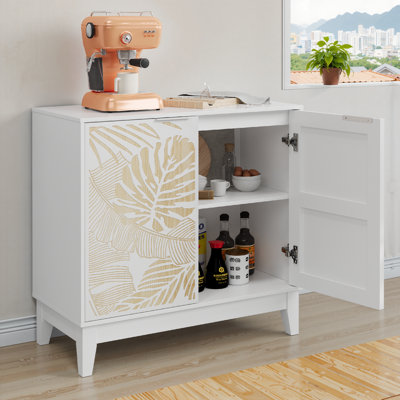 ?31.5" Vintage Carved Buffet Cabinet - Elegant White Sideboard with Adjustable Shelves for Living Room, Dining Room & Kitchen? by Bay Isle Home