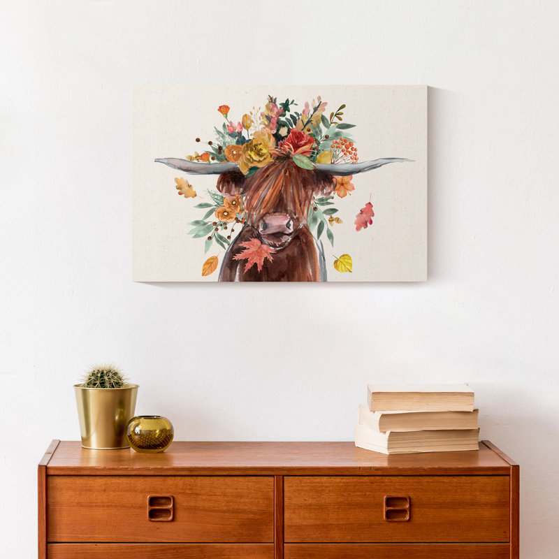 " Autumn Cow ", 12" H x 18" W x 1.25" D