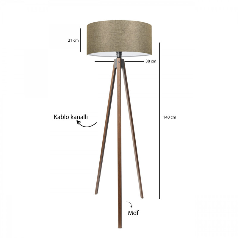 Lampe sur pied élégante avec corps en tissu, beige sable, hauteur de 78,7 pouces | Diamètre du capuchon: 15,0 pouces, hauteur du capuchon: 8,3 pouces | Douille E27, 40 W maximum | Éclairage élégant pour le salon, la chambre à coucher et les espaces de bureau