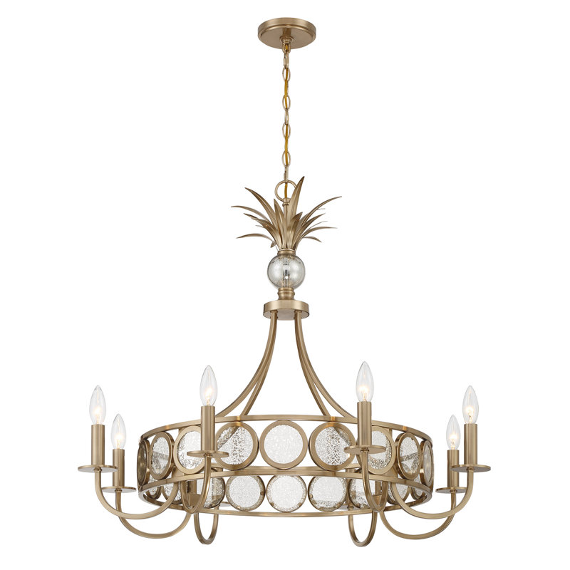 Lustre 8 lumières Hearst en laiton noble, Laiton
