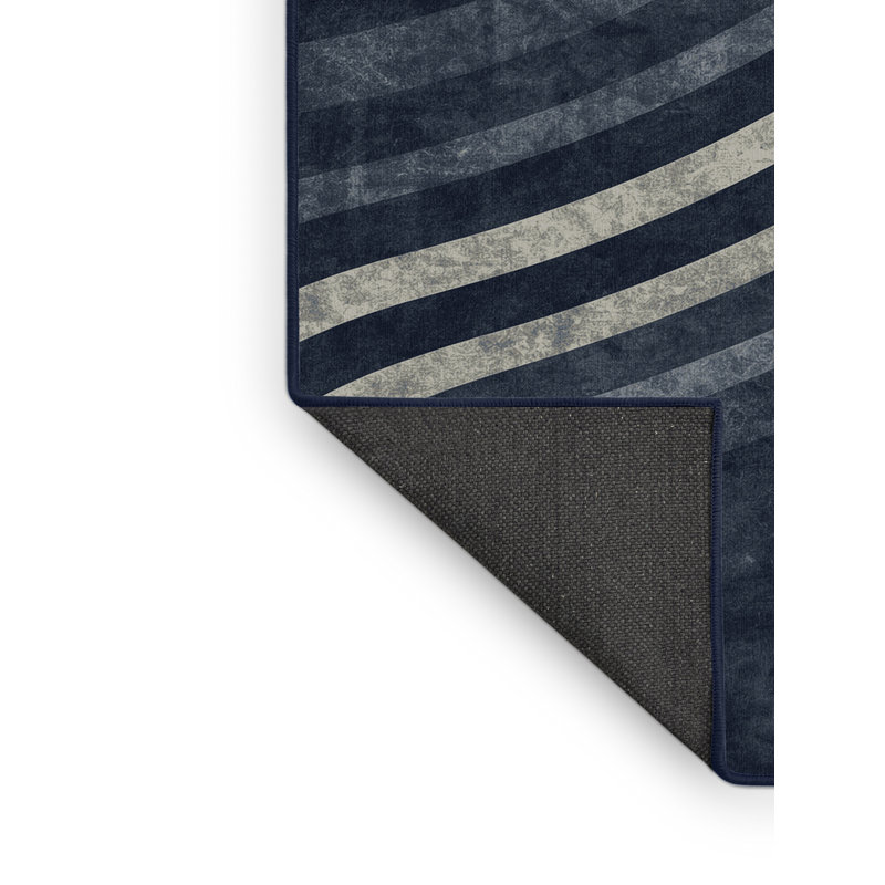 Soft Plush Escarcega Halloween Modern & Contemporary Abstract Area Rug in Gray – Navy Binding, 3x5
