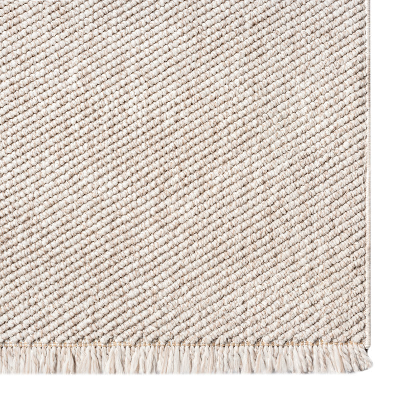 Textured Fringed Area Rug, Rectangle 5' x 7', Beige