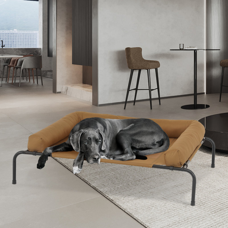 Lit pour chien surélevé avec coussins Cooler, Brun clair, Moyen (l 42 po x P 30 po x H 7,5 po)