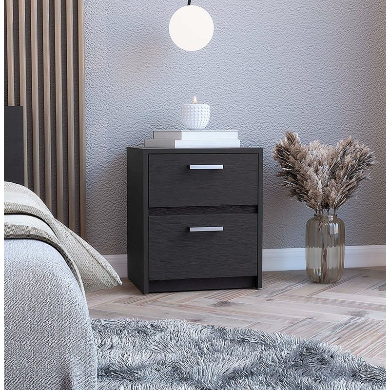 Table de chevet 2 tiroirs Accursio, Noir