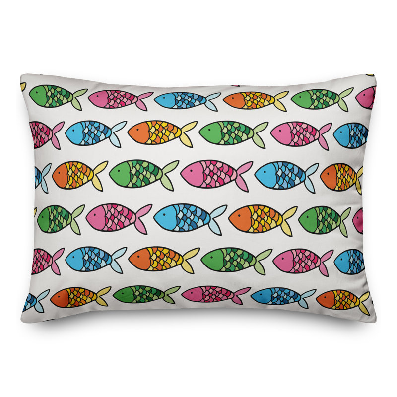Coussin décoratif à motif de poisson coloré, Polyester / Bourre en polyester