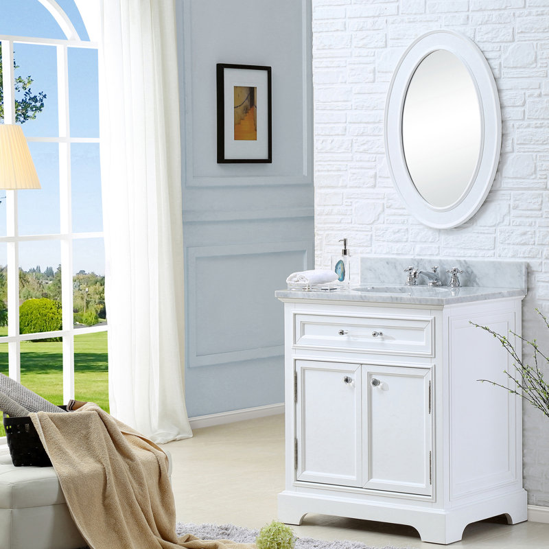 Derby 24" Single Sink Bathroom Vanity Set with Mirror, White, Mirror Included