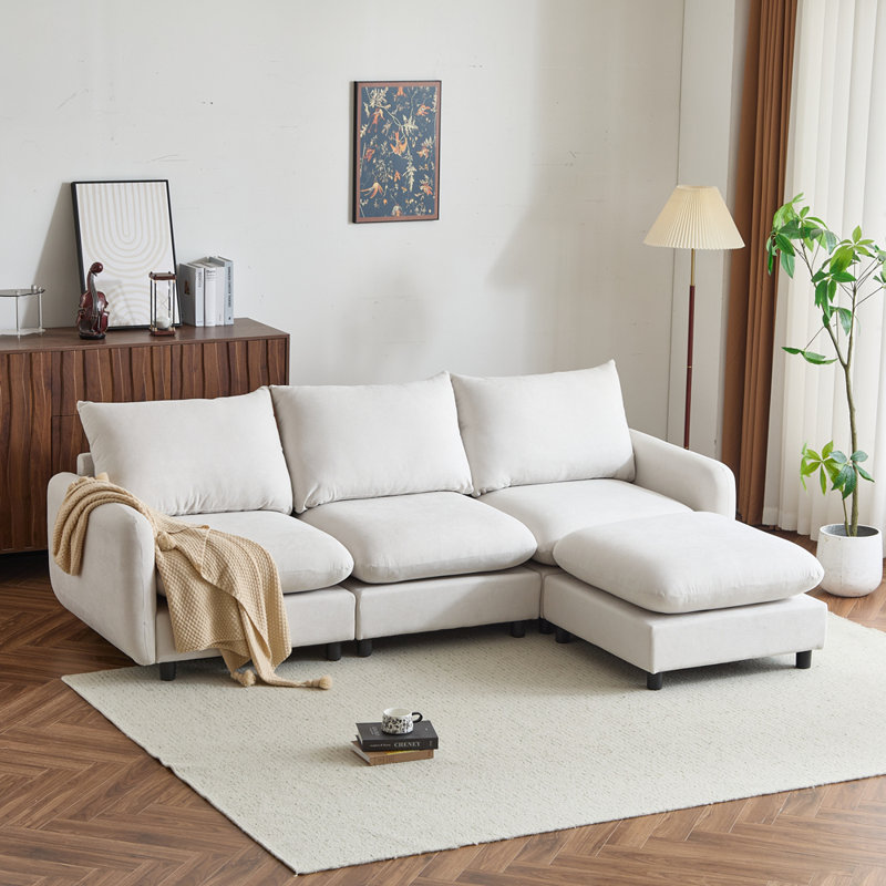 Canapé modulaire en forme de L avec repose-pieds 4 pièces 4 pièces, durable et confortable pour les réunions de famille, 4