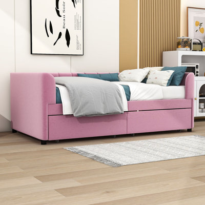 Copelyn Twin Size Velvet Upholstered Daybed with 2 Drawers by Red Barrel Studio