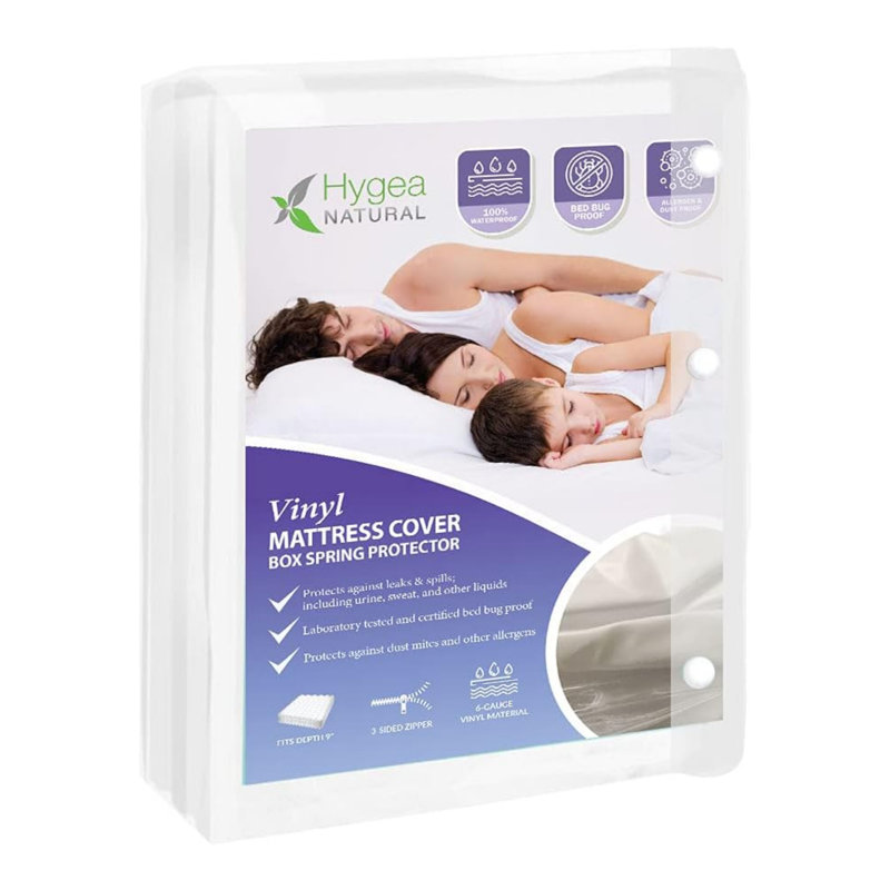 6 Gauge Vinyl Waterproof Zippered Box Spring / Mattress Protector, Twin