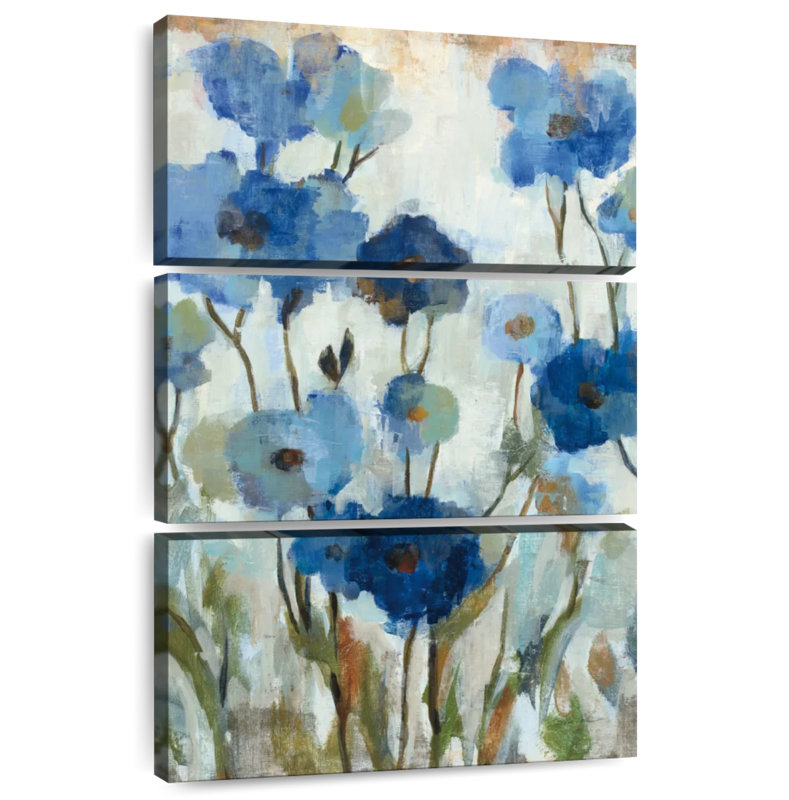 Harnek floral abstrait bleu II, H 45 po x l 28 po