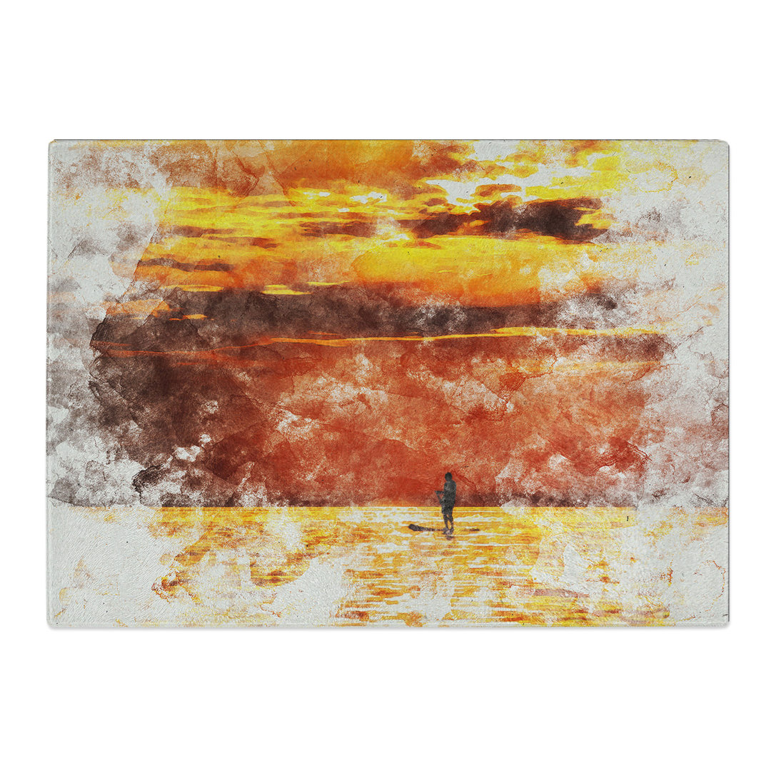 Paddleboarding at Sunset Watercolour Chopping Board