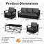 Ensemble de patio d'extérieur en aluminium 6 pièces avec canapé, 4 chaises et table basse Abdullah, coussin gris-129346783