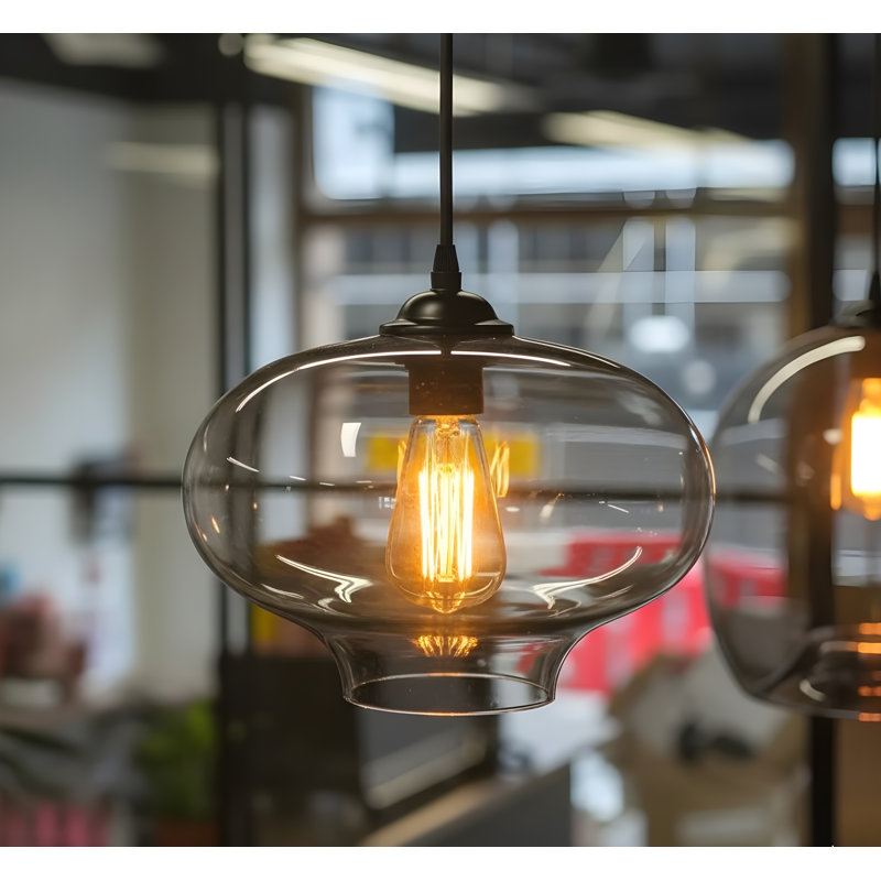 Large Glass Pendant Light – Industrial Vintage Ceiling Hanging Lamp