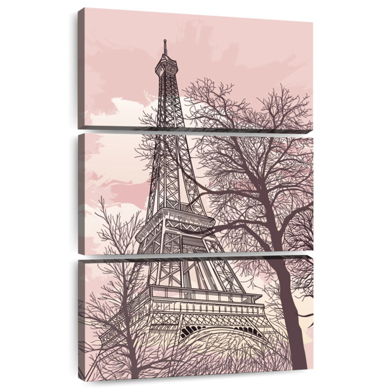 Tour Eiffel Nicci, ciel rose, H 32 po x l 20 po