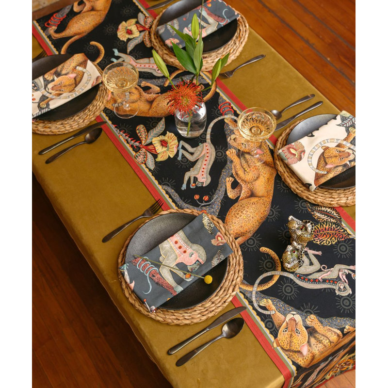 Monkey Tales Table Runner - Cotton, 138" L, Night