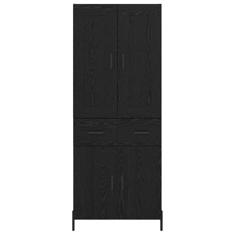  Highboard 2 Pcs Old Wood Engineered Wood, Black Oak