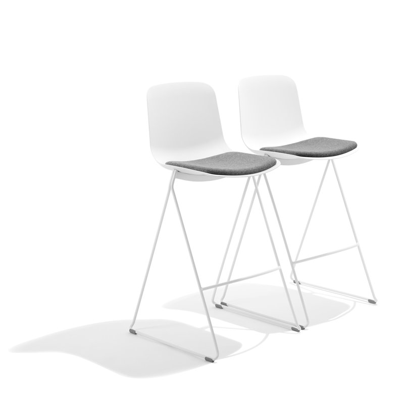 Key Upholstered Counter Stool, Light Grey