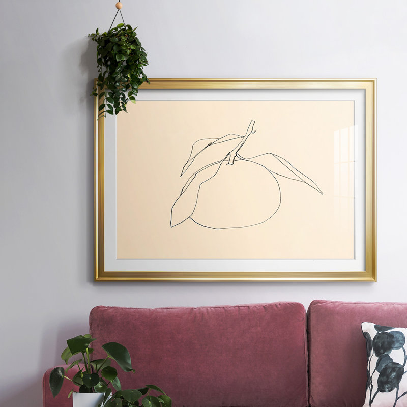 «Citrus Contour I», impression sur papier, H 15 po x l 21 po x P 1,5 po, Or