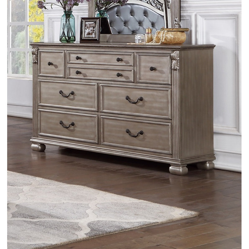 Commode en bois antique et miroir pour chambre à coucher