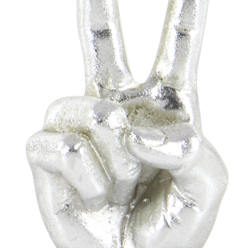 Silver Polystone Hands Decorative Sculpture, Set of 3 7", 7", 6"H, Silver