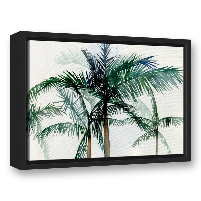«Cocunut Palms», reproduction sur toile, H 13,75 po x l 17,75 po x P 1,75 po, Cadre flottant noir